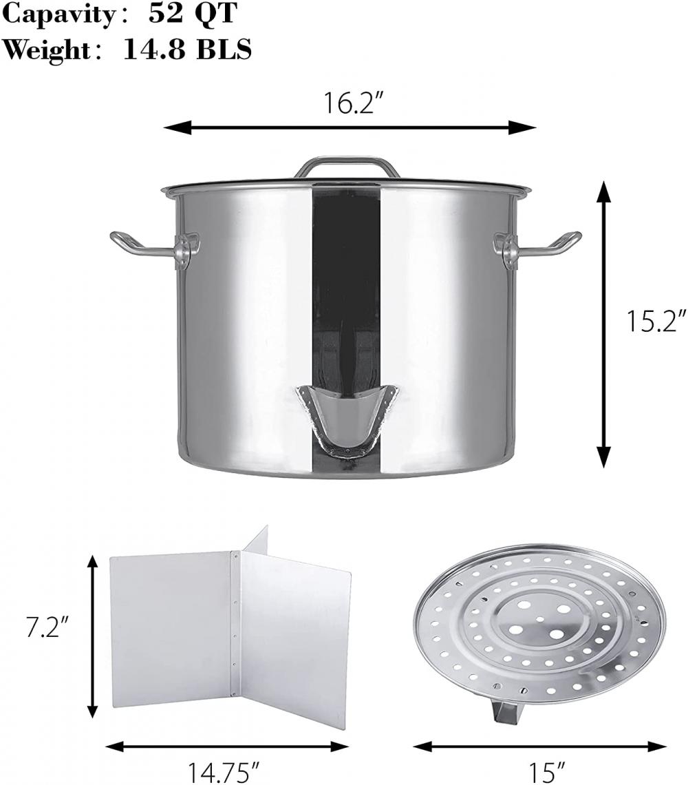 52QT Stainless Tamale Steamer Pot with Lid