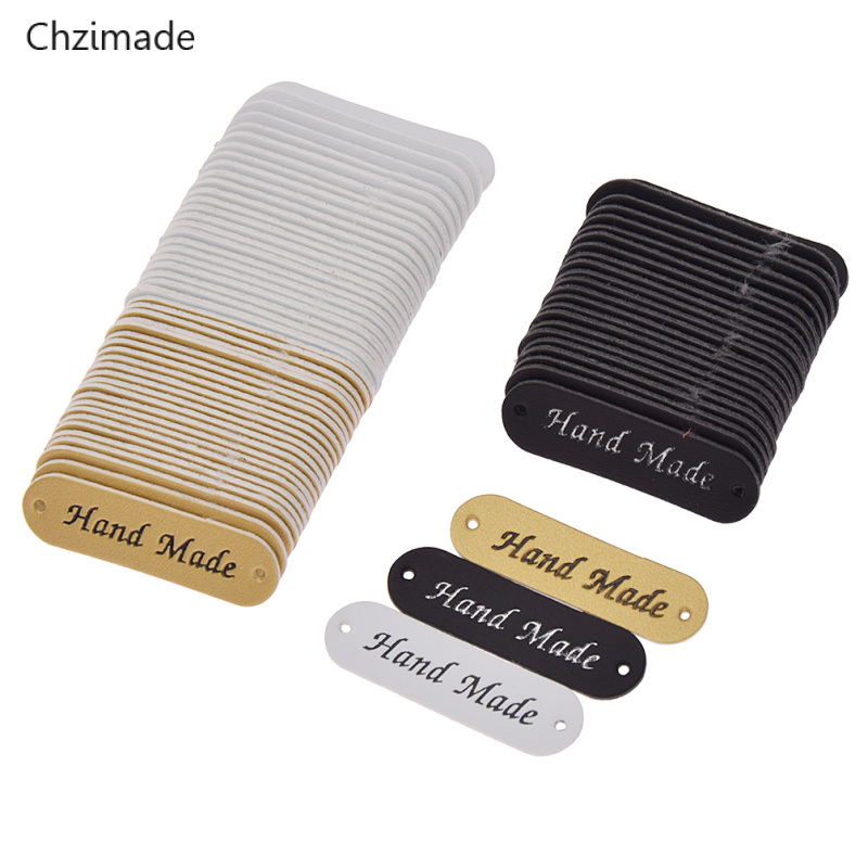 Lychee Life 24/48/72/96Pcs Handmade Garment Labels PU Leather Tag Labels For Jeans Bags Shoes Tags Diy Sewing Accessories
