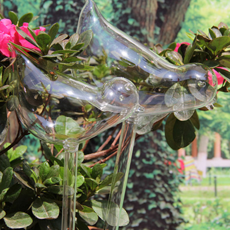 Hot Glass Plant Flower Water Feeders Self Watering Bird Design Plant Watering Device Flower Watering Garden Watering Tool