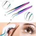 Eye Lashes Tweezers Rainbow Colored False Fake Eyelash Extension Nippers Pointed Clip Professional Multi-Purpose Tool