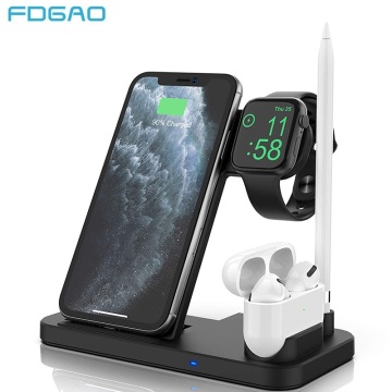 FDGAO 4 in 1 Wireless Charging Dock Station For IPhone 1 2 11 XR XS X 8 Apple Watch SE 6 5 4 3 Airpods 10W Fast Qi Charger Stand