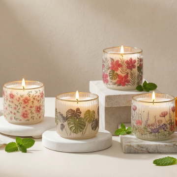 Decorative Glass Candle Jar With Iron Lid