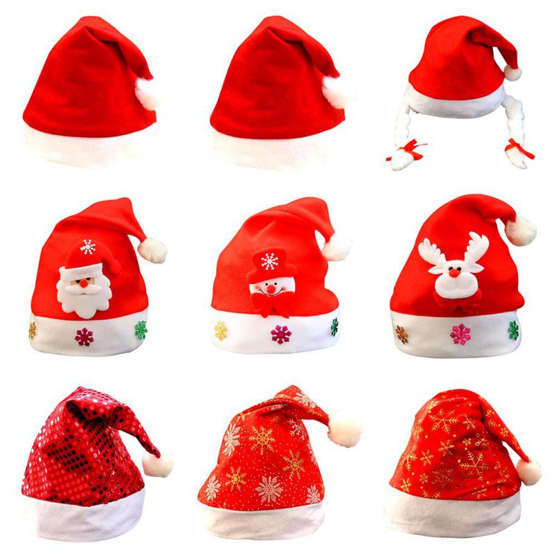 Adult Child Christmas Cap Ornaments Santa Hats For Christmas Party Props Christmas Hat Home Festive Party Supplies