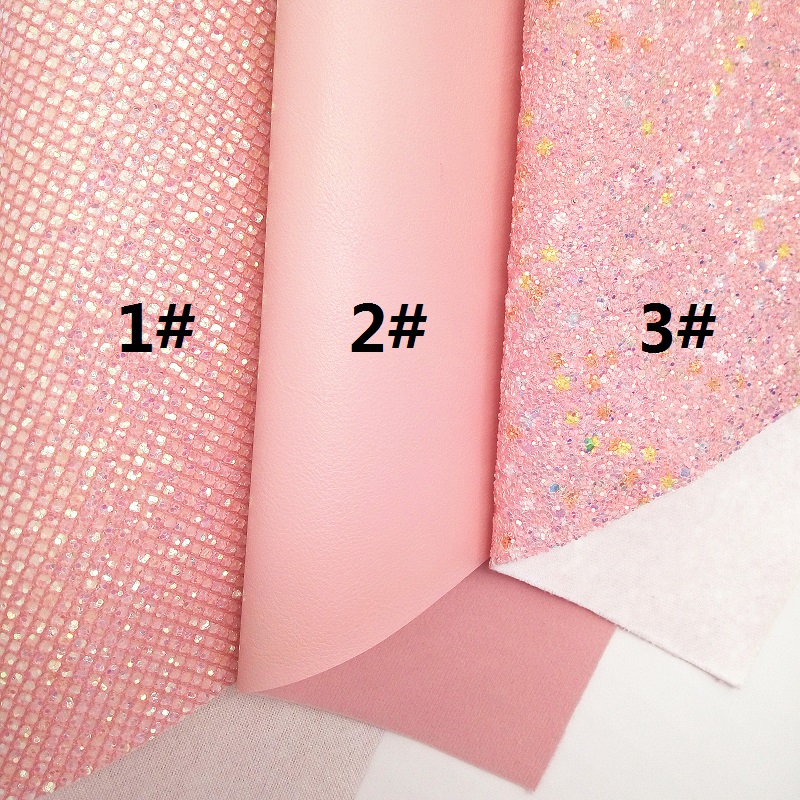 PINK Glitter Fabric,Mesh Glitter Fabric , Synthetic Leather Fabric Sheets For Bow A4 21x29CM Twinkling Ming XM704