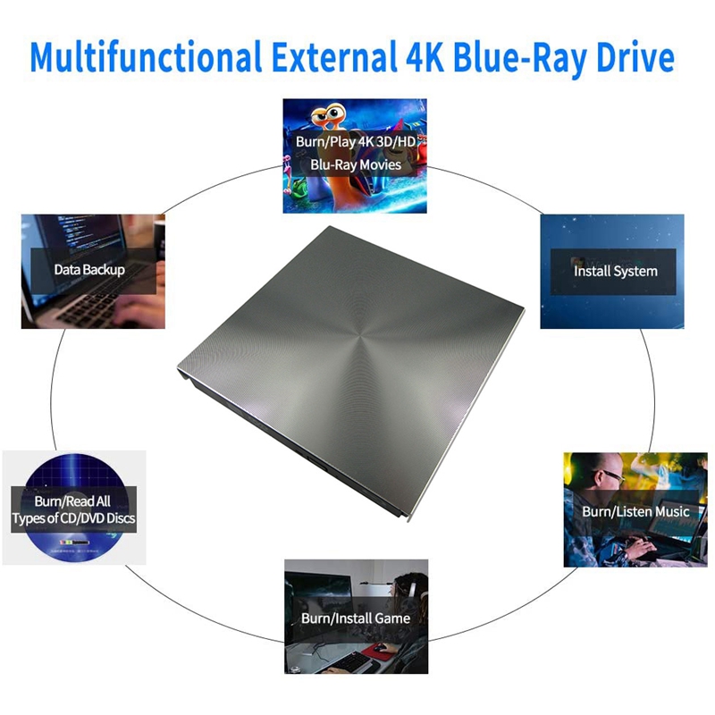 HOT-External 3D Blu Ray DVD Drive USB 3.0 BD CD DVD Burner Player Writer Reader for Mac OS Windows 7/8.1/10/Linxus,Laptop,PC