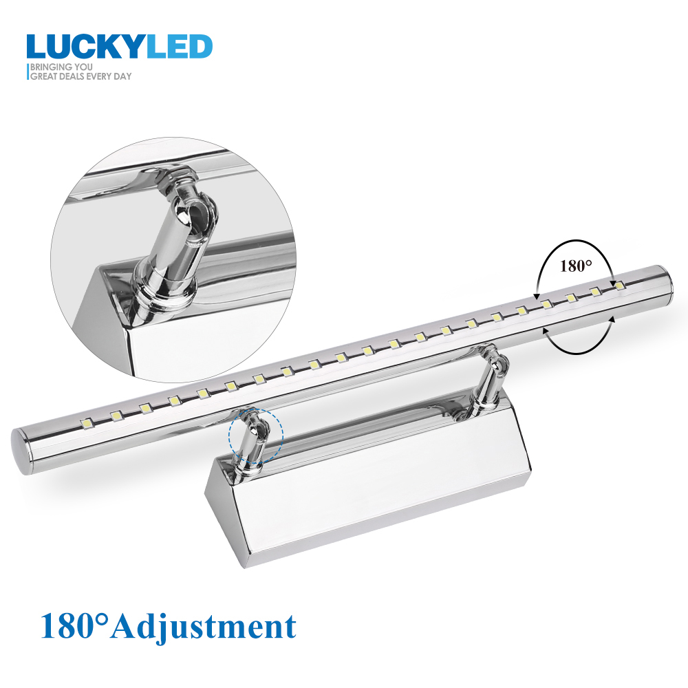 LUCKYLED Led Wall Lamp 5W 40CM 7W 55CM AC 85-265V Modern Mirror Front Light Bathroom Lamp Stainless Steel Vanity Light Fixtures