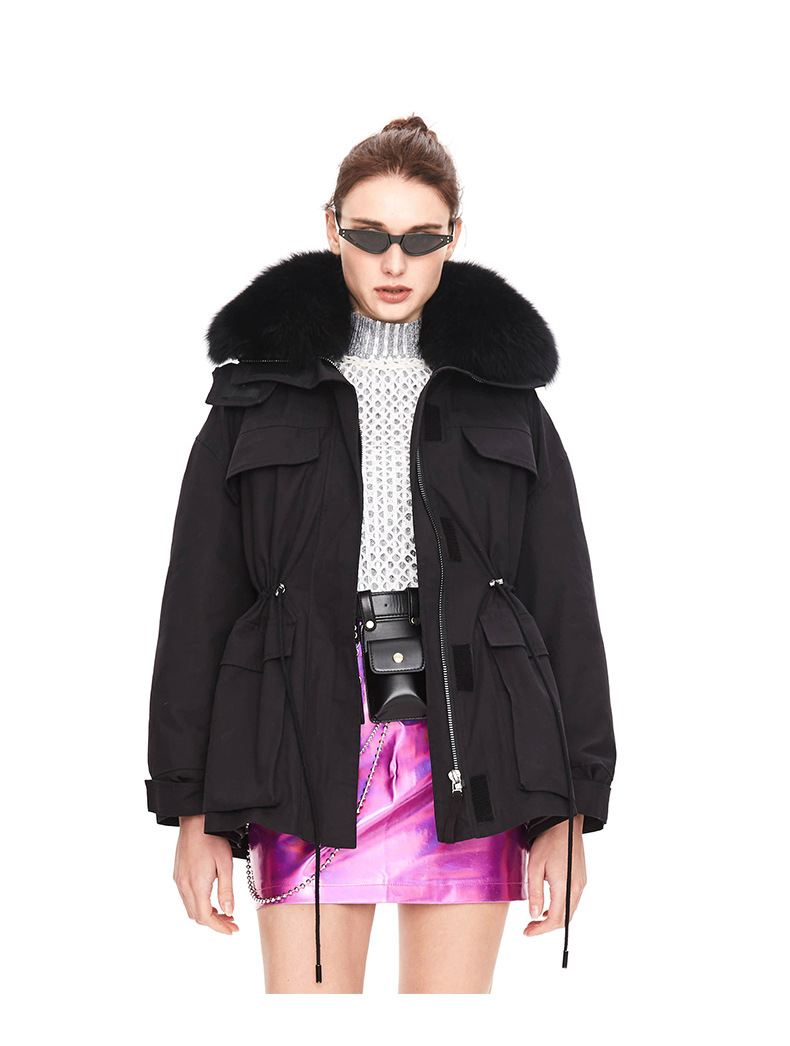 Winter Clothing Ladies Solid Color Loose Parka Jacket