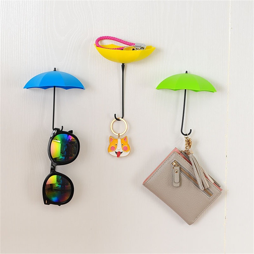 6Pcs Colorful Umbrella Wall Hook Key Hair Pin Holder Organizer Decorative Home Improvement Useful Tools Drop Shipping #R5