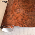 High Gloss Wood Grain Faux Finish Textured Vinyl Wrap Roll Sheet Film For Home Office Furniture DIY Air-Release Car Foil Sticker