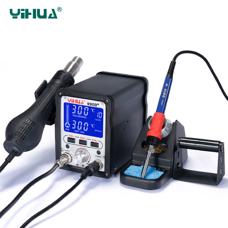 YIHUA 995D+SMD Soldering Station With Pluggable Hot Air Gun Soldering iron BGA Rework Station Phone Repair Welding Station