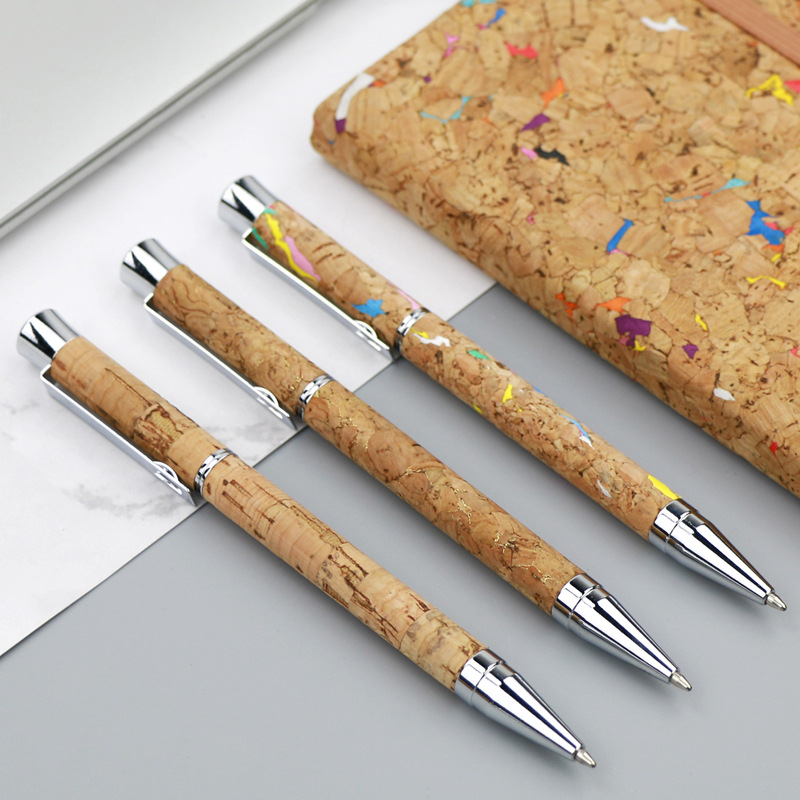 1pcs Random Creative Cork Twist Mechanism Ballpoint Pen 1.0mm Refill Black Ink Pen Luxurious Office Stationery Writing Pens