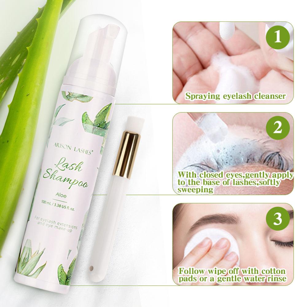 100ml Lash Shampoo Eyelash Extensions Brush Shampoo Kit Eyelashes Extension Glue Eye Lash Cleaning No Stimulation