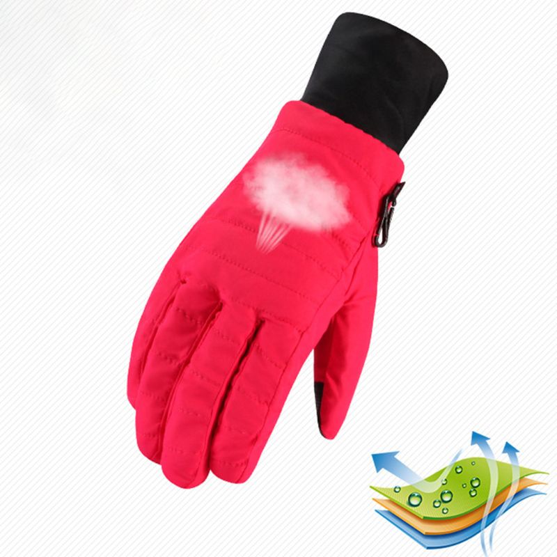 Women Winter Waterproof Snow Ski Gloves Colored Stripes Thermal Non-Slip Mittens