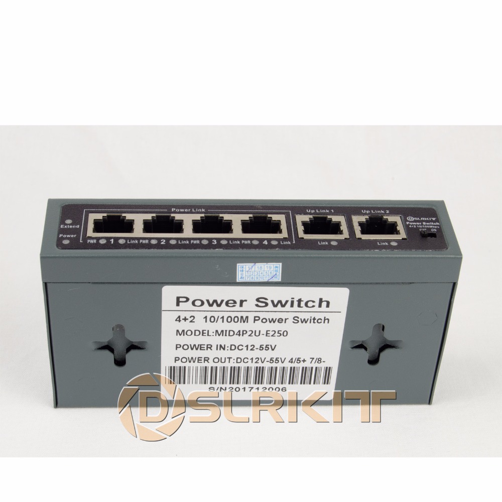 DSLRKIT 250M 6 Ports 4 PoE Switch Injector Power Over Ethernet NO Power Adapter