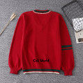 Christmas Gift New Year Autumn Winter Red Long Sleeve Knit Tops Pullovers V Neck Sweaters For JK School Uniform Student Clothes