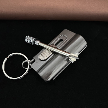 2020 New Permanent Match Lighter With Knife Outdoor Waterproof Gasoline Keychain Flint Lighter Fire Starter Survival Tool Gadget