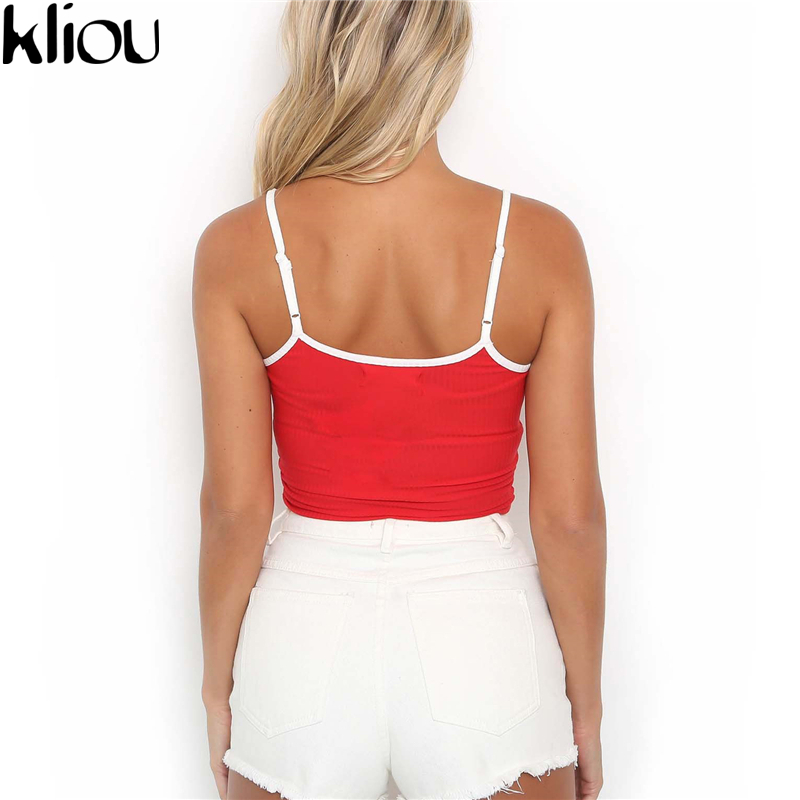 Kliou 2017 Women's Fashion New Strappy Embroidery Letter Tank Tops Bustier Vest Crop Top Bralette Women Sexy Casual Clothes