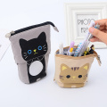 Cartoon Cat Pencil Case Kawaii Animal Canvas Pencil Bag Cute Pen Box For Kids Gift Creative Stationery Organizer School Supplies