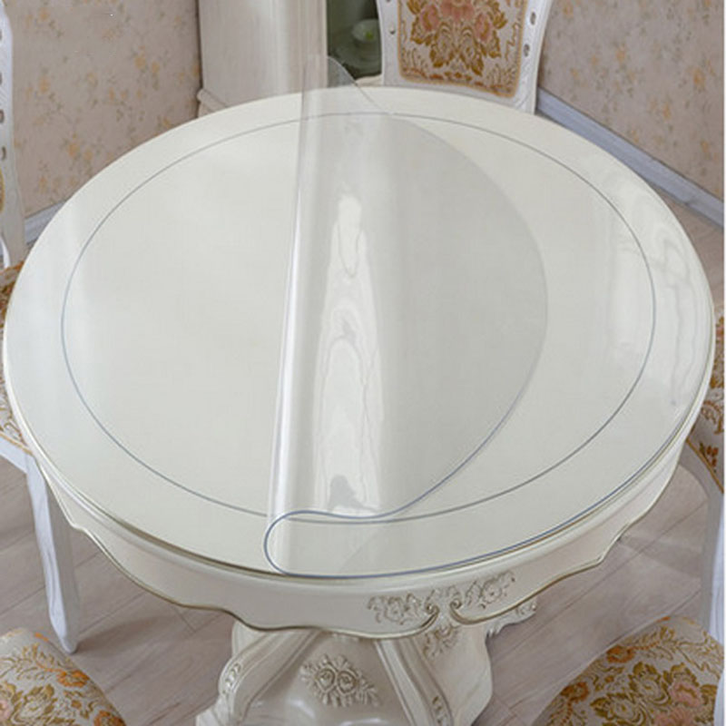 Round Tablecloth Transparent PVC Tablecloth Waterproof Kitchen Pattern Oil Table Cover Glass Soft Cloth Table Cover