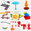 DIY Kid Toys Traffic Signs Fire Extinguisher Fence Building Blocks Accessories Ladder Camera Parts Bricks