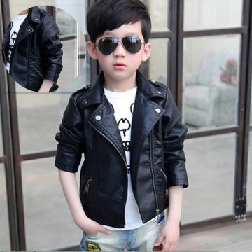 INS hot boys pu Jackets 3-13 year old faux leather coat for kids Girls jacket spring and autumn fashion all-match unisex