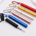 Custom 20pc Reusable Gold Metal Straw Portable Collapsible Telescopic Stainless Steel Drinking Straw Clean Brush Color Tube Camp