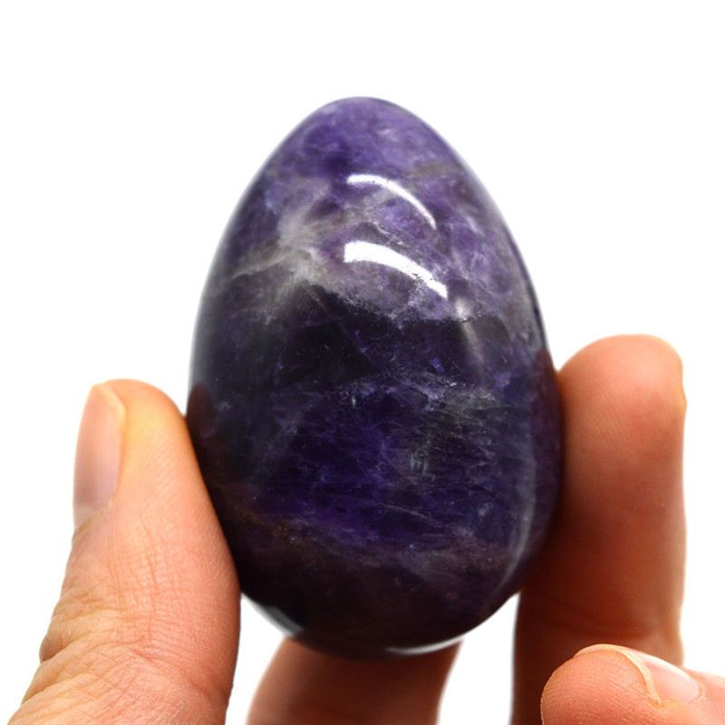 Drilled Natural Amethyst Yoni Egg Pelvic Kegel Exercise Jade Egg Tightening Vaginal Muscle Crystal Prevent Incontinence Stone