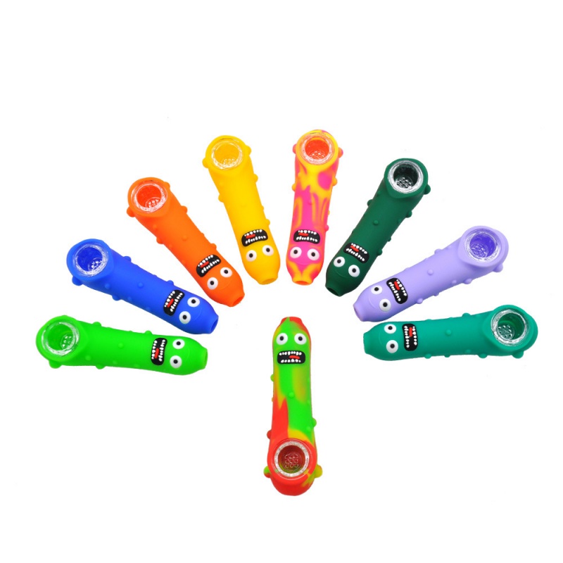10pcs Silicone Smoking Pipe Travel Tobacco Pipes Spoon Cigarette Tubes Herb Accessories Tobacco Grinder Assorted Random Color