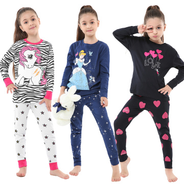 Winter Pajamas Soft Warm Cotton Pajama Sets Kids Unicorn Pajamas Spring Boys Girls Underwear Princess Stripe Pattern Print Pjs