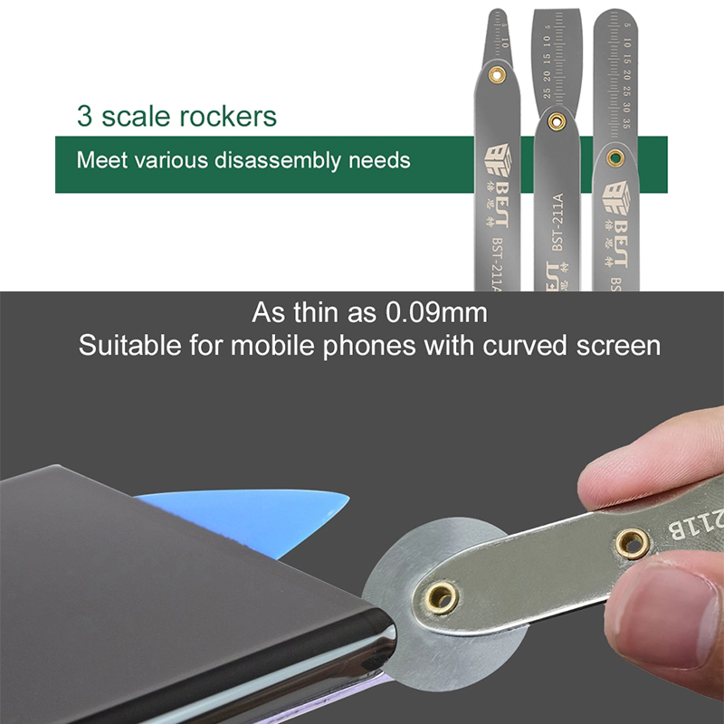 Universal Phone Tablet LCD Screen Opener Prying Tool Steel Roller Disassemble Crowbar with Ruler for iMac iPhone Samsung Repair
