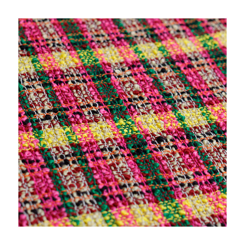 White waxberry France Yellow Pink Green Plaid Tweed Fabrics Garment Material Autumn Women Jacket Coat Sewing Cloth Freeshipping