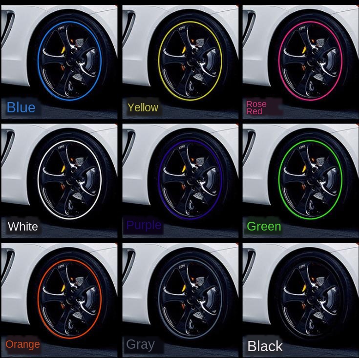 8 Meters Car Wheel Rim Sticker Wheel Decoration Auto Tire Rims Plated Strip Protection Decoration