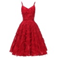 New FashionTeenager Party Princess Clothes Slim Lace Dress Temperament Wild Trend Small fringe big swing Dress