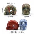 1.2Inch Gemstone Skull Head Statue Carved Gemstone Human Skeleton Figurines Reiki Healing for Home Decor Halloween Decorations