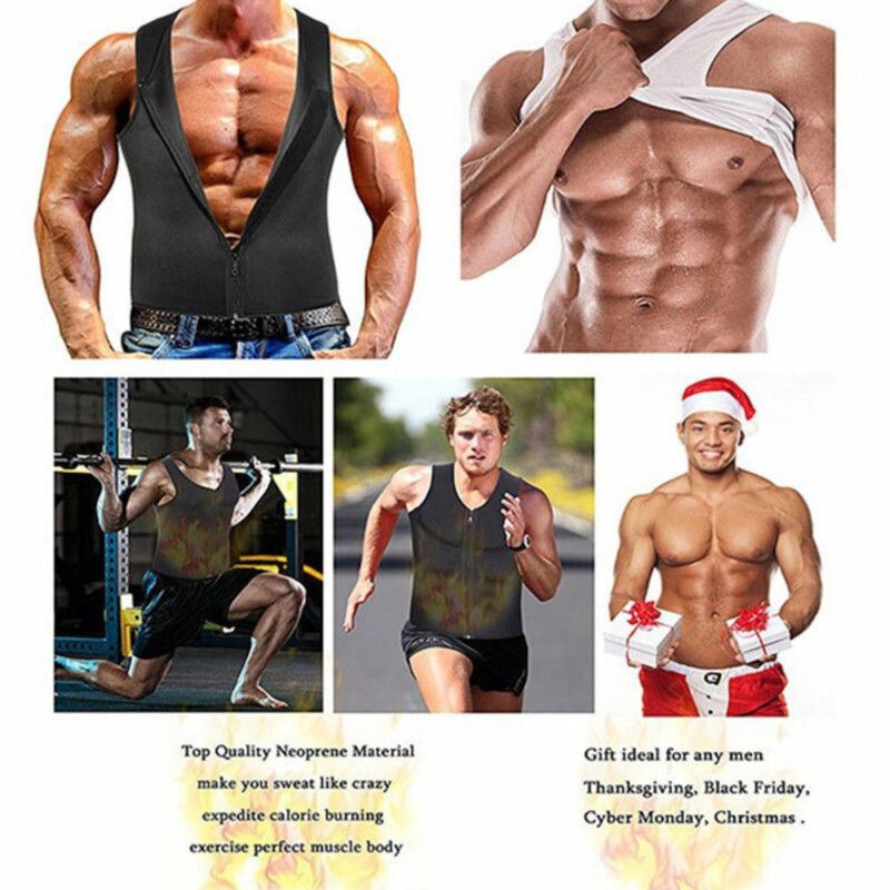 Plus Size Men's Sweat Vest Body Shape Thermo Slimming Sauna Suit Weight Loss Shapewear Ultra Neoprene Tight-fitting Trainer