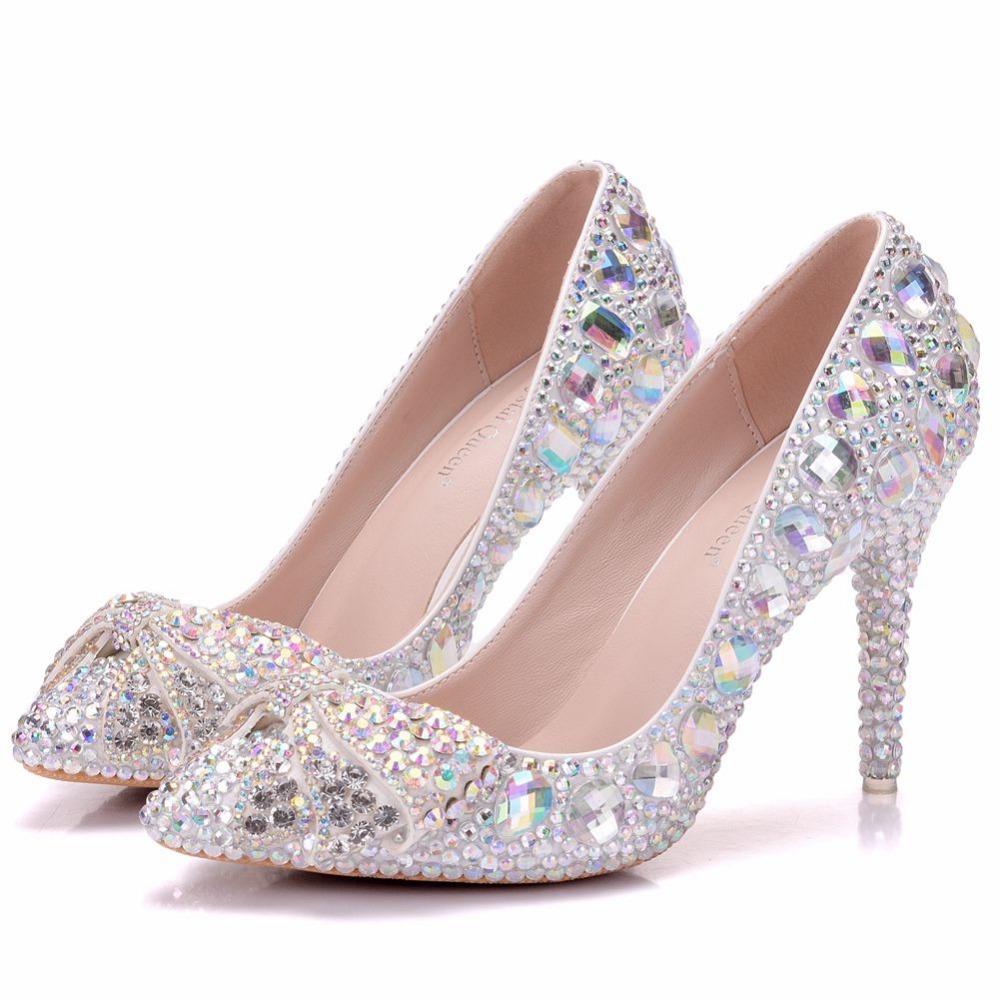 Crystal Queen High Heel Shoes Crystal Bridal Wedding Shoes Diamond Butterfly Rhinestone Women Pumps Formal Gown Prom Shoes