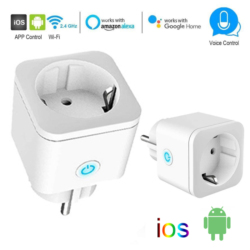 EU Smart Plug WIFI Wireless Remote Control Socket Timer Voice Control Plug Home Fireproof PC Smart Power Socket