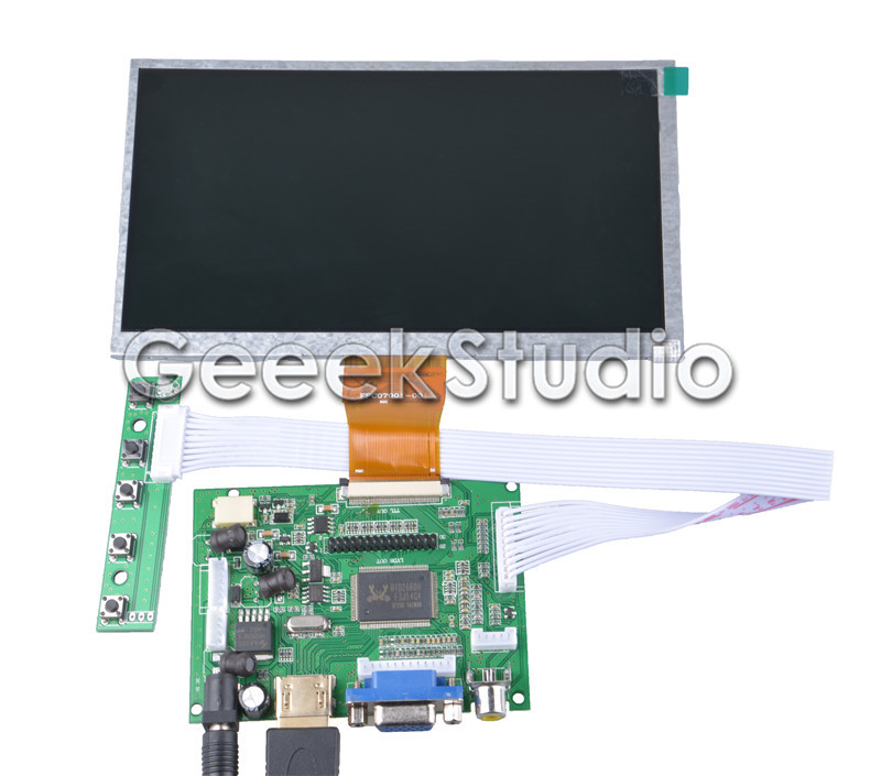 7 inch 800*480 LCD Monitor Display Screen with Driver Board HDMI VGA 2AV for Raspberry Pi 3 / 2 Model B