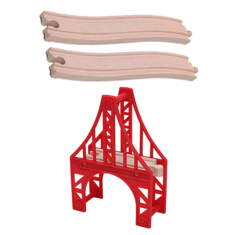 Wooden Train Track Accessories Wood Train Railway Parts Compatible with Biro All Brands Train Toys Racing Tracks Educational Toy