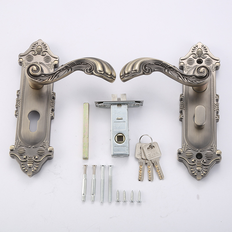 JD Antique European Zinc Alloy Door Handle Lock American Hotel Bedroom Bathroom Mute Room Door Lock Set Furniture Handle