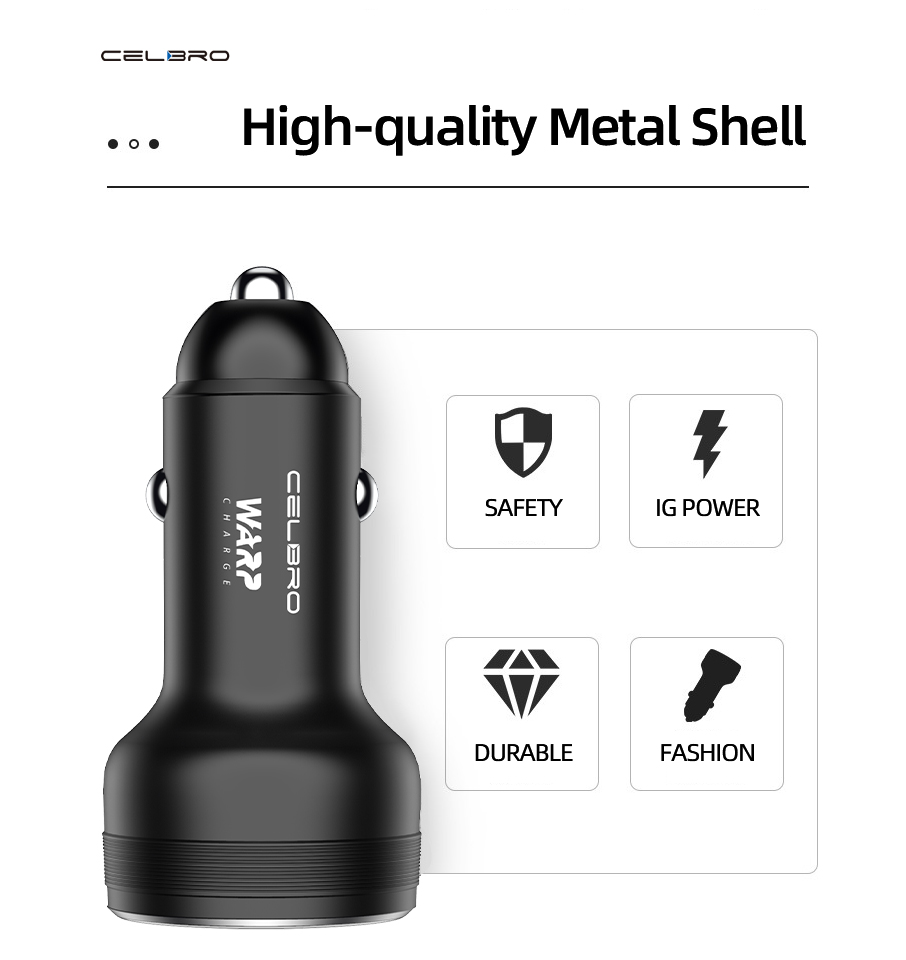 Warp Car Charger for OnePlus 7t/7/7 Pro/6T/5T/5/3T 8 Pro Aluminum Alloy Super Fast Charging Car Charger Dash Mobile Phone Charge