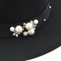 2017 Autumn Winter Spring Fashion 100% wool Vintage Wide-Brim Pearl bow Fedoras Hats for Women Bowler Floppy Feminino jazz hat