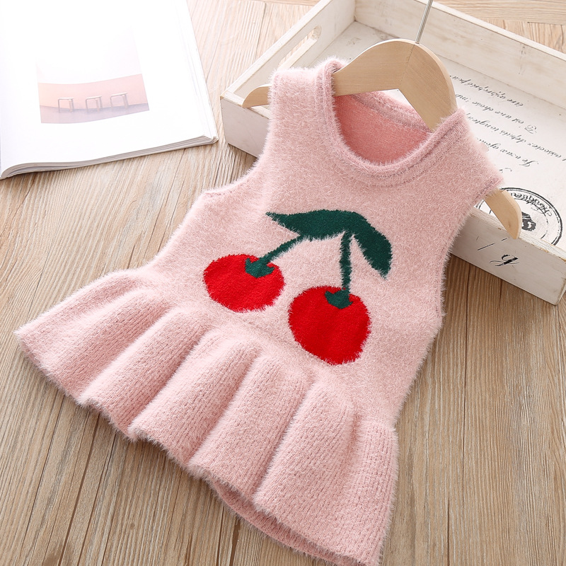 Winter Autumn Baby Girls Dress Vest Waistcoat Sweater For Girl Cute Knitted Wear Clothes Children Kids Infant Knitwear Outerwear