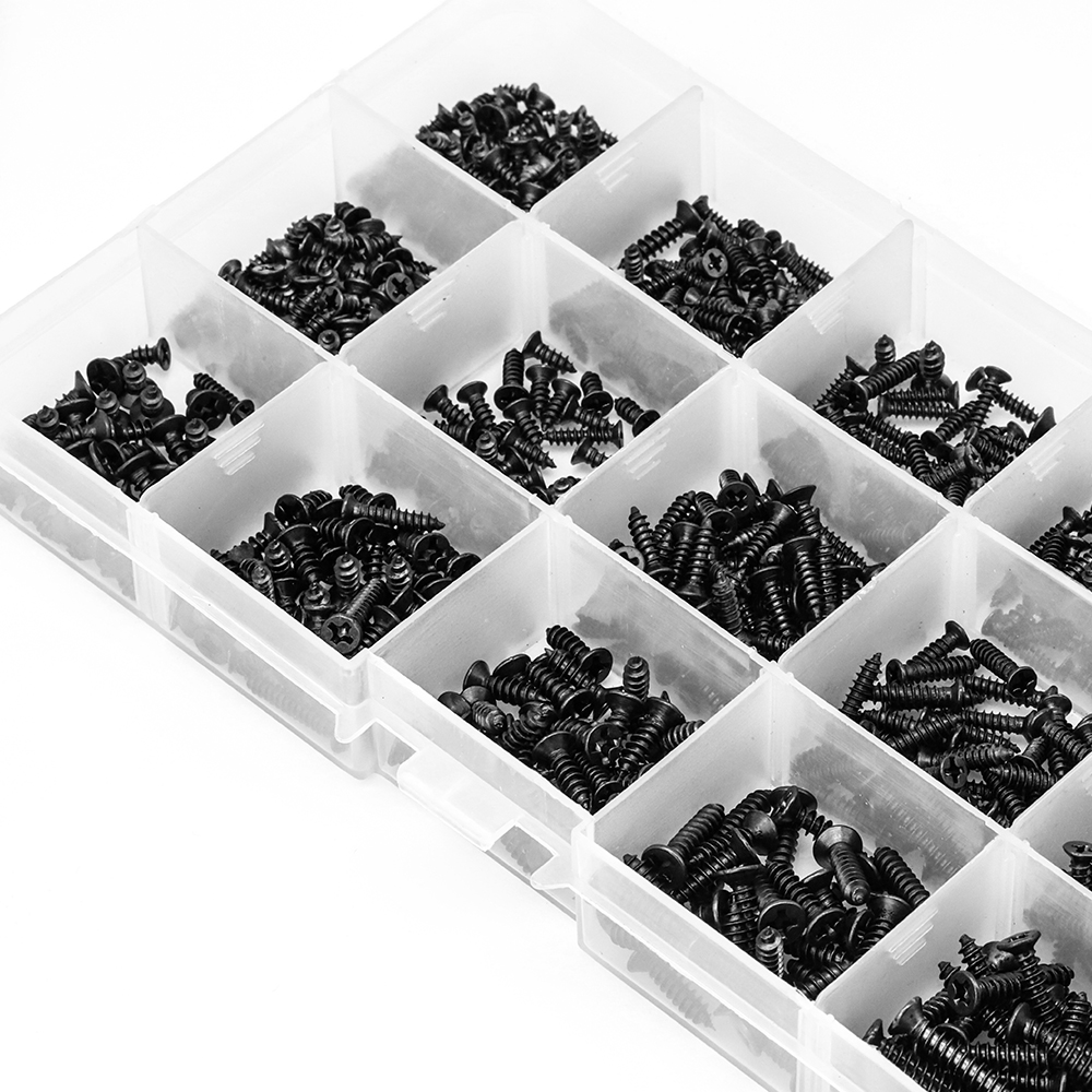 450pcs/set Black plated Countersunk flat head tapping screws with cross recessed M2.3 M2.6 M3 Carbon Steel assortment kit