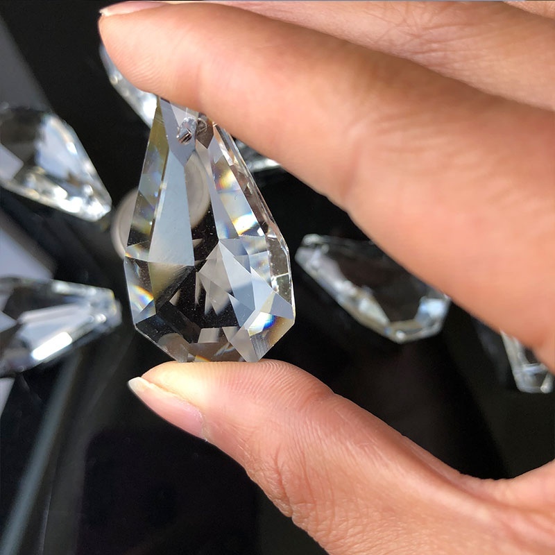 5Pc Clear Crystal Chandelier Prism Glass Suncatcher Faceted DIY Drop Pendant 38mm Hanging Ornament