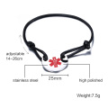 VNOX Medical Alert ID Star of Life Bracelet Stainless Steel Coin Black & Red Rope Bangle Adjustable Size 5.5"-10" Free Engraving