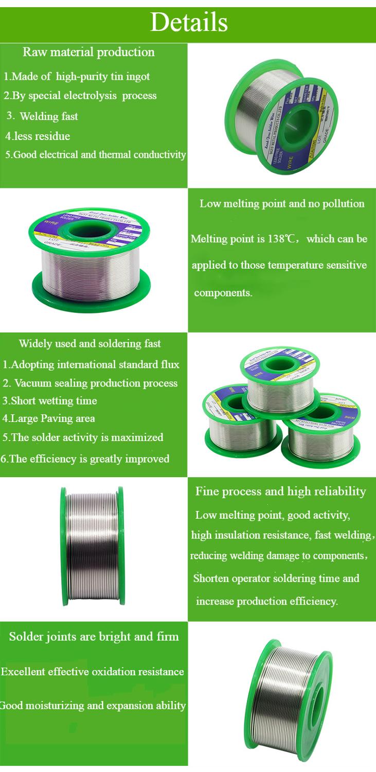 50g 0.6/0.8/1.0/1.2/1.5mm lead free rosin core flux 2% low melting soldering wire roll solder welding wire tin