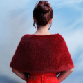 Women Burgundy Wedding Bridal Wrap Winter Warm Faux Fur Shawl Elegant Vintage Evening Party Prom Cape One-piece Stole Ivory Red