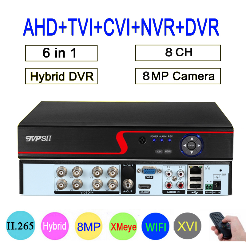 Red Panel Xmeye Hi3531D 8CH 8MP 4K H.265+ WIFI Hybrid Coaxial 6 in 1 XVI TVI CVI NVR AHD CCTV DVR Surveillance Video Recorder