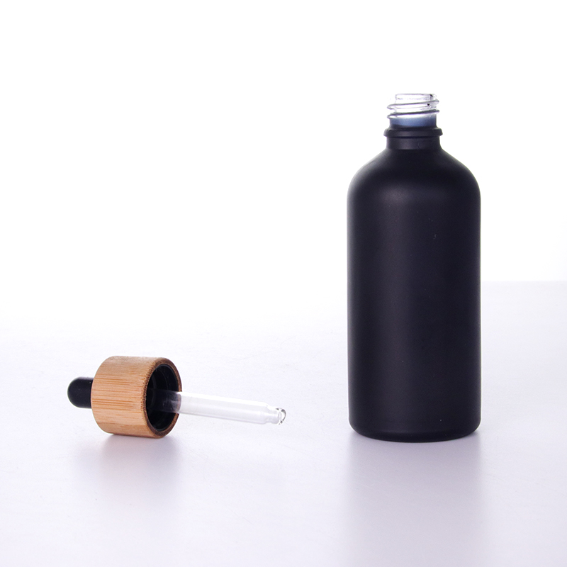 100mlblack Frosted Essential Oil Bottle With Bamboo Dropper2 Jpg